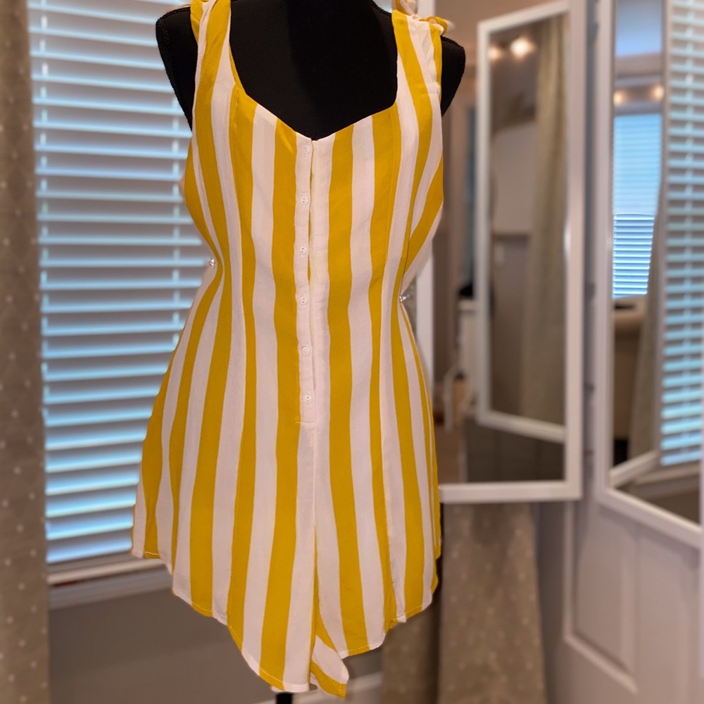 BEACH RIOT yellow stripped ROMPER
